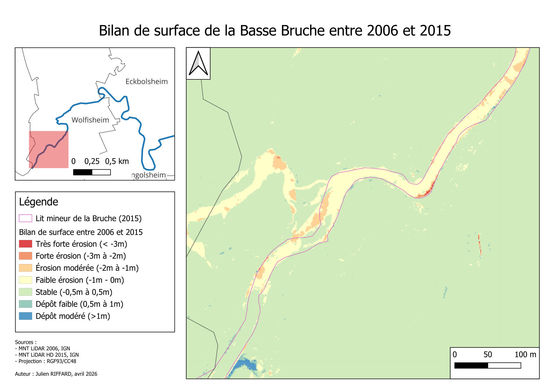 Bilan de surface 2006-2015, secteur 1