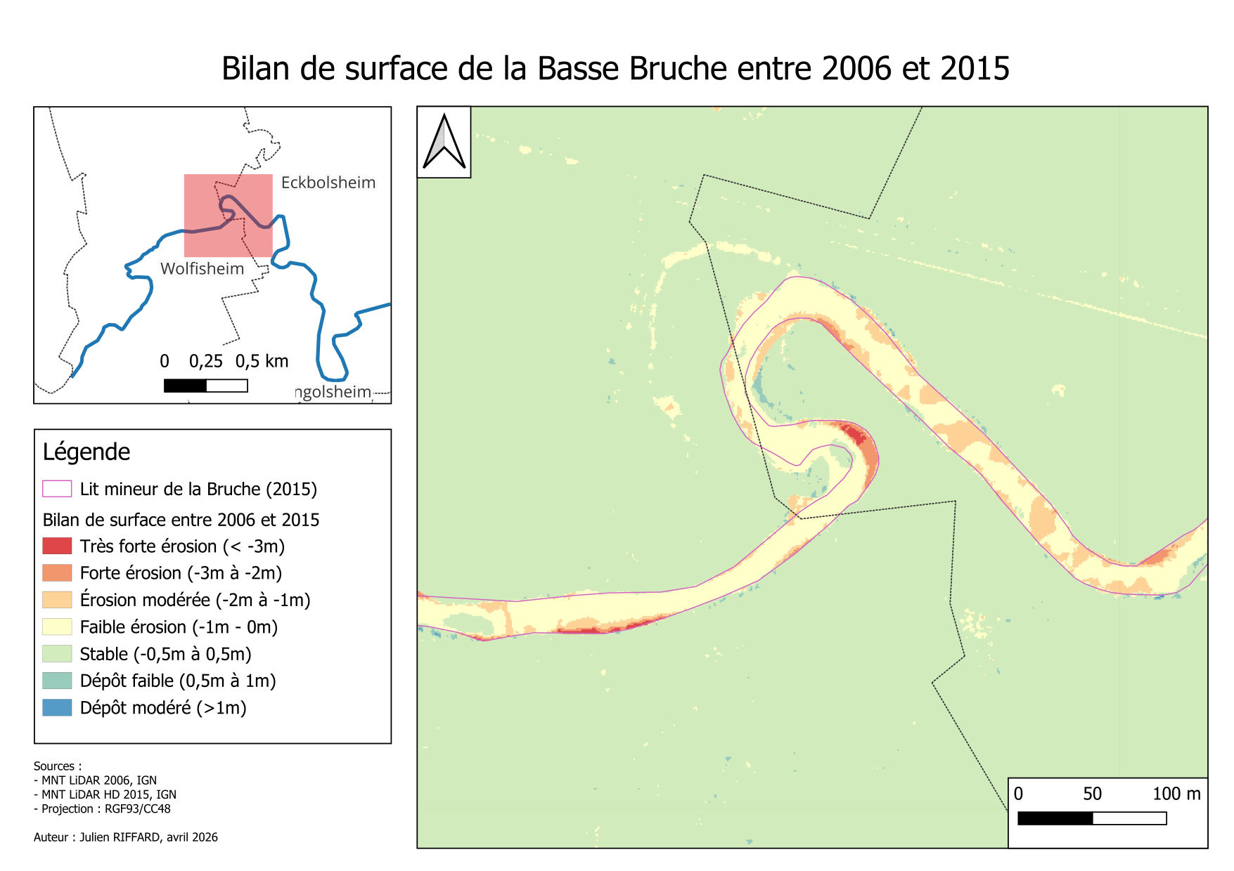 Bilan de surface 2006-2015, secteur 3