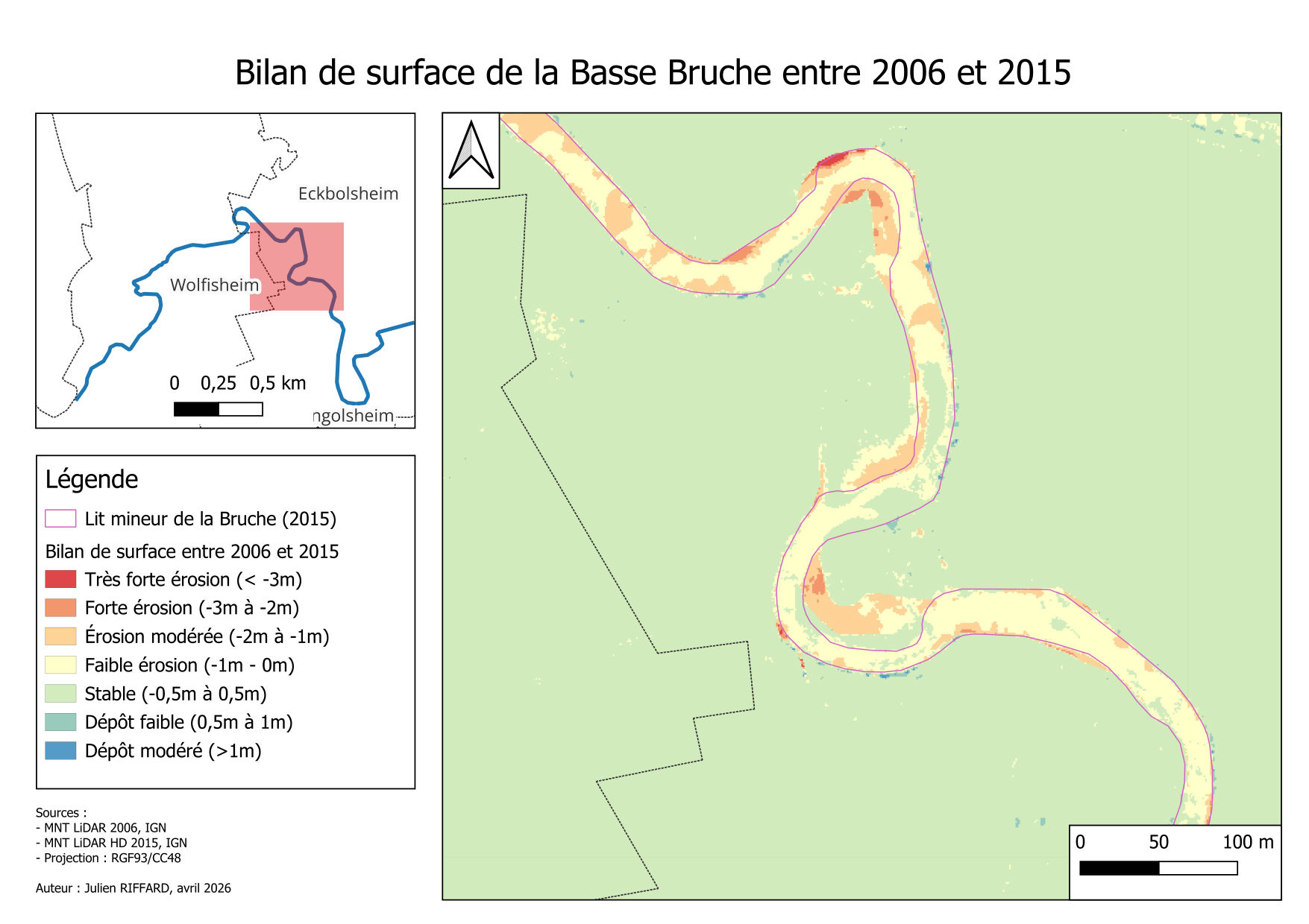 Bilan de surface 2006-2015, secteur 4