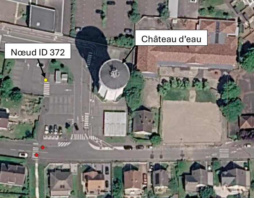 Image satellite du château d'eau et du nœud 372