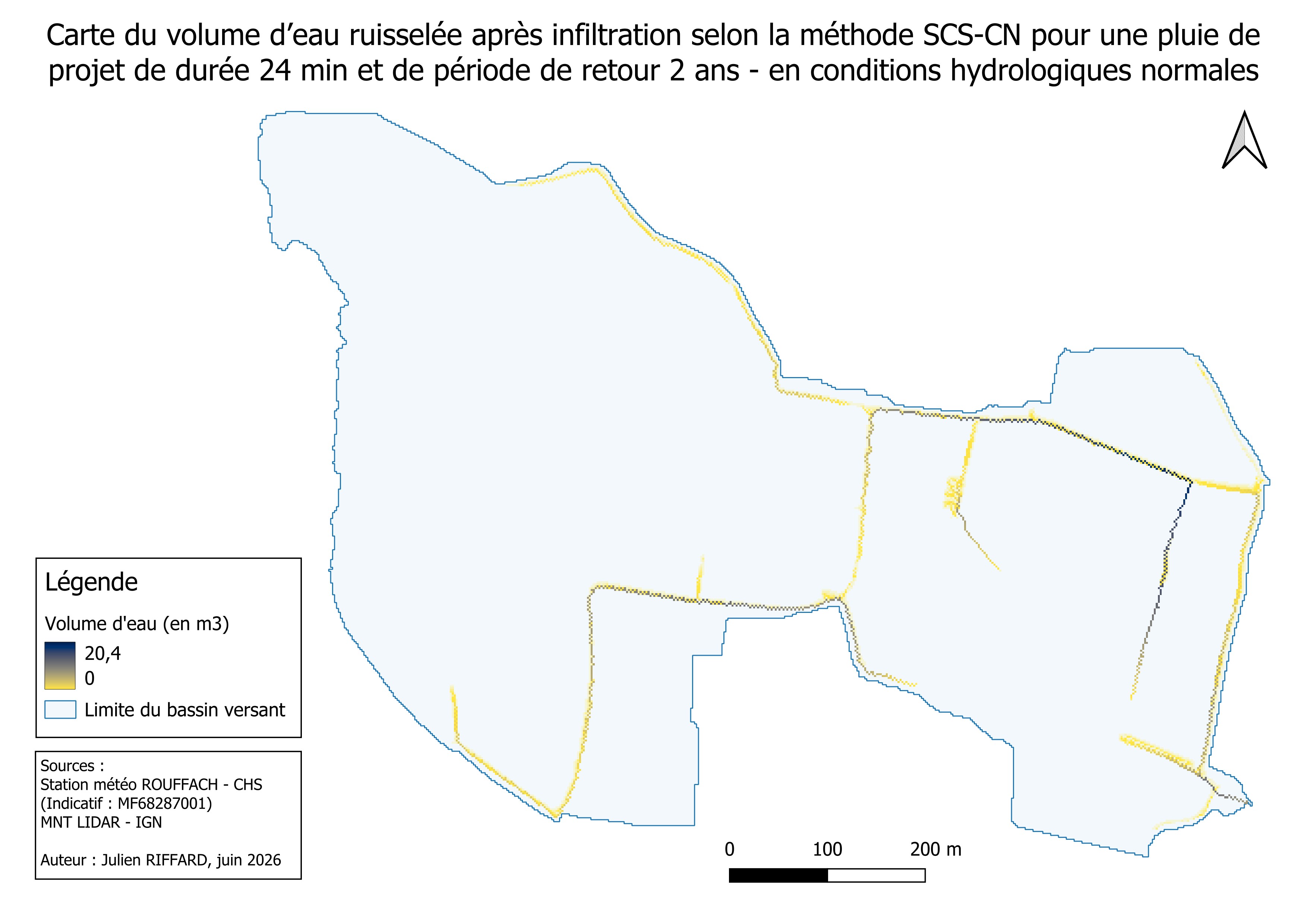 Volumes ruisselés T2 - conditions normales
